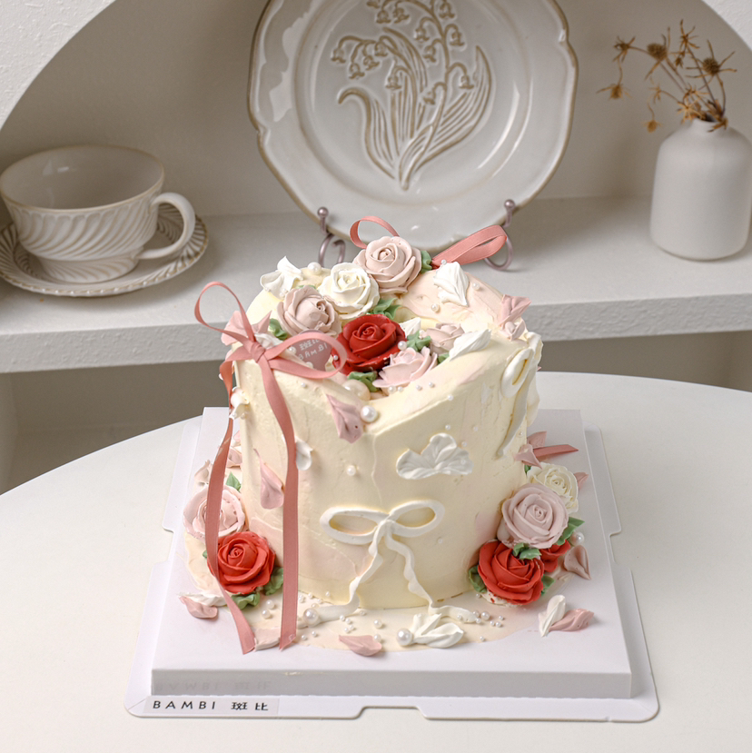 韩式裱花丝带丨蛋糕