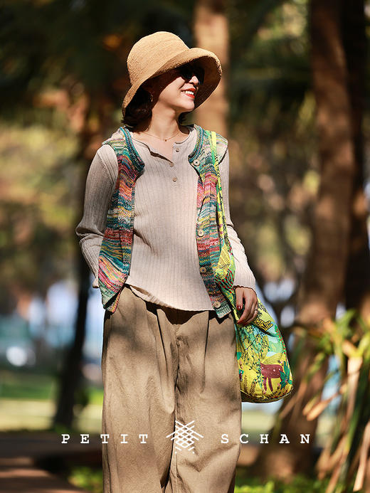 PETIT SCHAN小闪 CLO#725 Wild wind 旷野的风 新疆长绒棉纯棉渐变无袖针织开衫春夏法式度假感花衫马甲背心 商品图3