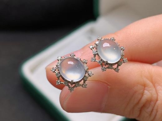 蛋面翡翠耳钉 商品图2