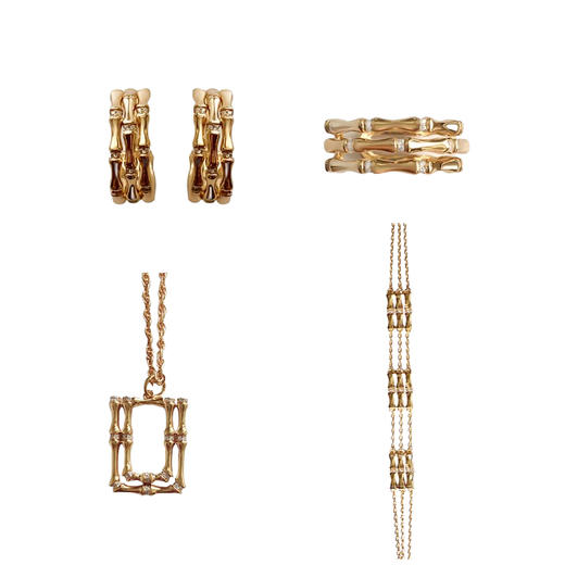 LHWINDSOR 小众竹节复古冷淡风多层设计耳钉戒指项链手链套装 商品图0