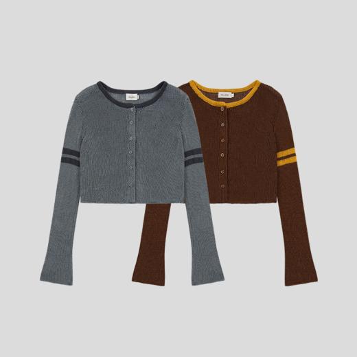 GOODBAI 23编号撞色提花大圆领紧身针织开衫 商品图1