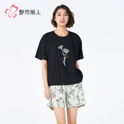 都市丽人女士棉质短袖套装薄40支TC拉架亲情蜜语短袖类LHH2G2 商品图1