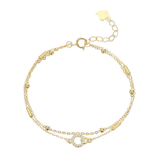 【环环相扣】S925银镶钻圆环双层叠戴圆珠手链【BF-BRS3087】 商品图3