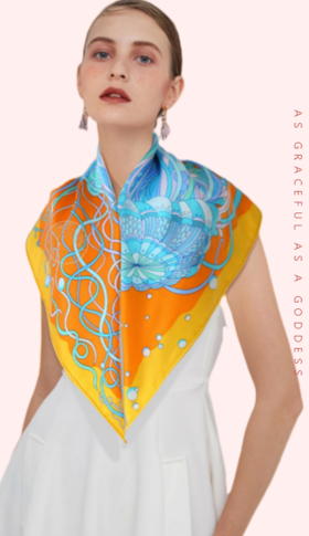 53×53cm  手工台版印小方巾