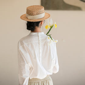 牧衣游原创 100支新疆棉衬衫女新款圆领白色简约百搭长袖 四季香