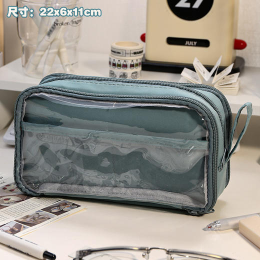 【开学季！透明大容量笔袋】韩国女ins风高颜值diy文具盒小学生铅笔盒男，可180°展开平摊 大开口拿取便捷。ry 商品图9