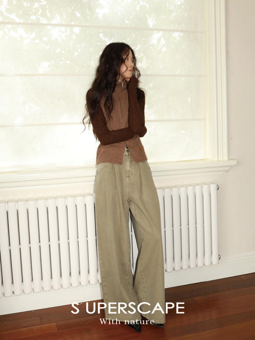 SUPERSCAPE素舶 翻褶显瘦休闲宽松阔腿彩色牛仔裤 商品图2