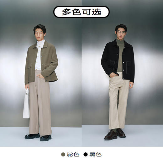 GXG男装 多色含羊毛简约基础休闲短大衣外套  冬季热卖气质大衣 商品图3