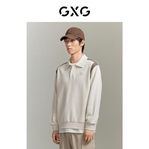 GXG男装 城市通勤双色翻领撞色斜纹肌理挺阔长袖卫衣   秋季热卖 商品图3