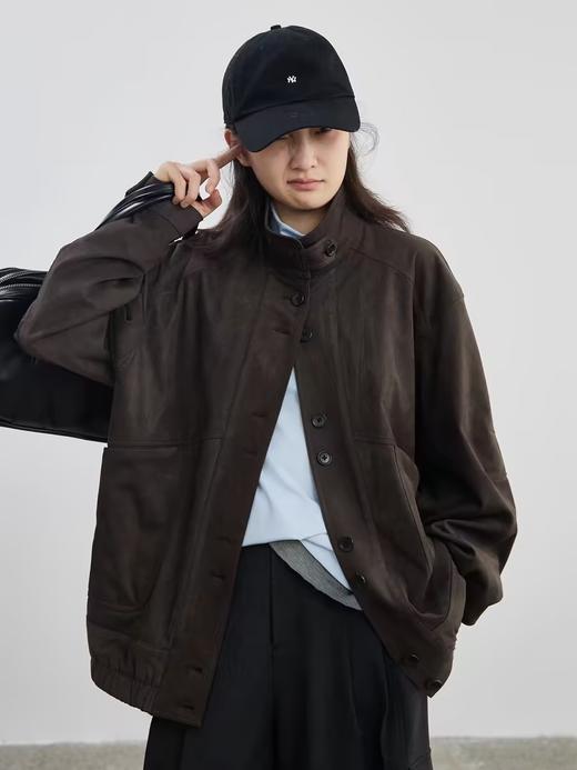 步履不停/5A23128C/棕色麂皮绒夹克 商品图0