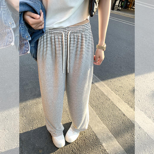 <曾小咸推荐>韩系慵懒风2色条纹休闲裤 商品图0