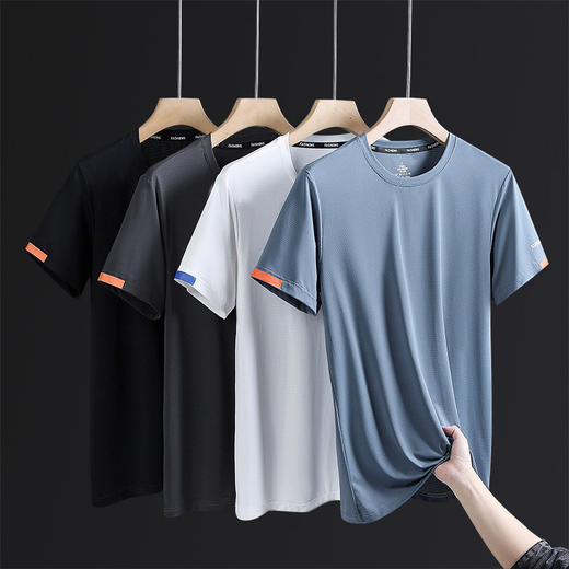 男士夏季亲肤网眼透气运动宽松弹力短袖健身训练休闲冰丝速干T恤   BMCQ-FG-TX2303 商品图0