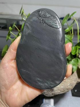 纹眉坑°银皮金蝉砚