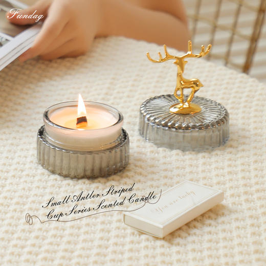 【香中有诗！沉浸时光】小鹿角香薰圣诞蜡烛杯装饰摆件香氛蜡烛批发香薰七夕情人节礼物伴手礼。ry 商品图3