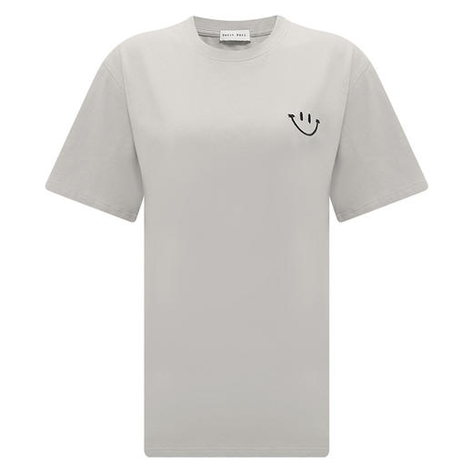 【2件9折】【Petit Bari】刺绣短袖T恤HAPPY笑脸T恤女士宽松休闲棉T 商品图1