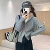 早春秋【纯欲风针织开衫】新款双头拉链长袖 修身显瘦短款上衣 连帽开衫 商品缩略图0