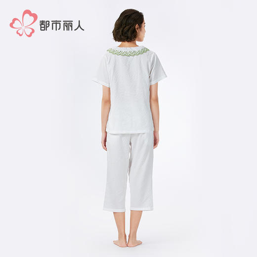 都市丽人女士软绵绵短袖套装薄软绵绵抽条好睡好眠短袖类LHH1C2 商品图3