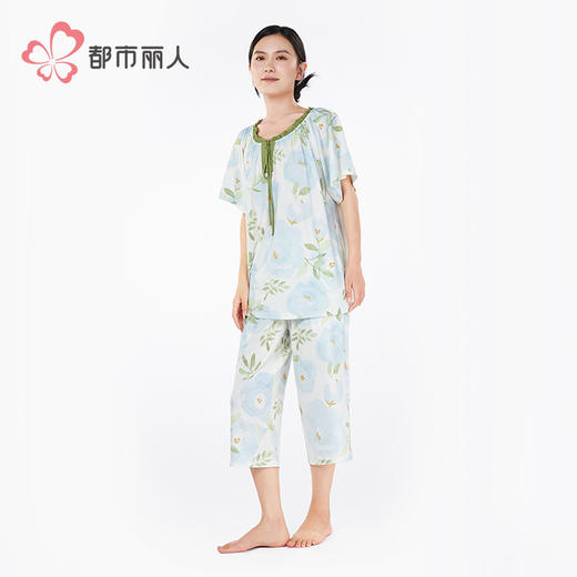 都市丽人女士正价棉质短袖套装薄抗皱绵好睡好眠短袖类LHH2C7 商品图2