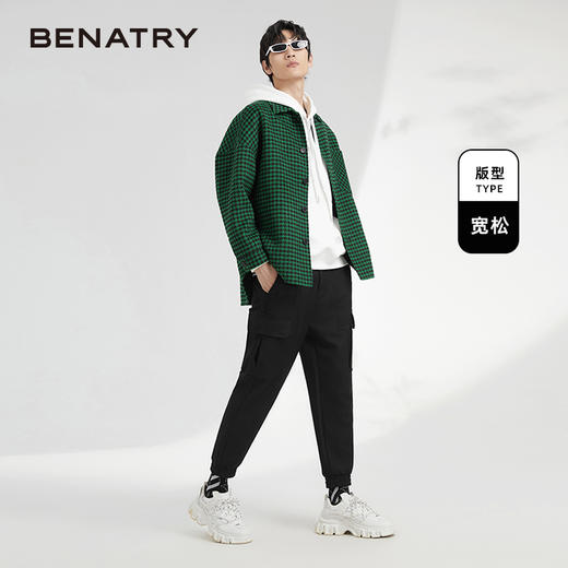 贝纳川时尚千鸟格格纹翻领衬衫式羊毛外套ECK419001 商品图2