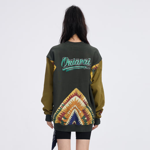 ONIARAI/鬼洗 史前部落织物印綉花拼布卫衣 A240012 商品图4