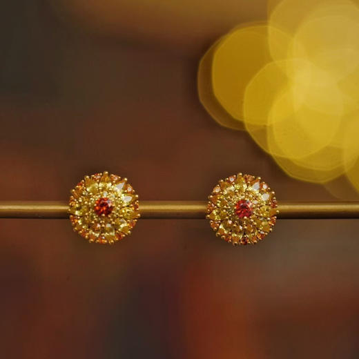 龢盒原创 太阳花彩宝耳钉 商品图0