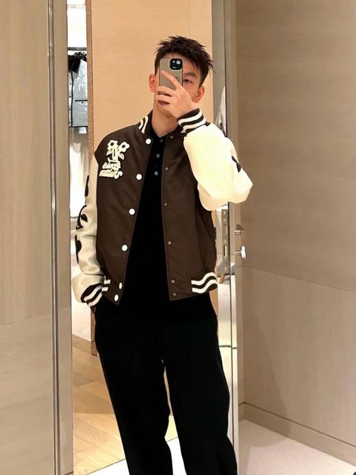 驴家 24fw Tyler秀款手臂老花卡其色棒球服棉服夹克 商品图3