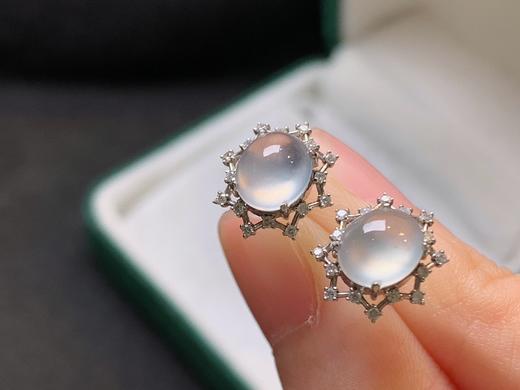 蛋面翡翠耳钉 商品图0