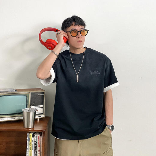 徐太浪设计感涂鸦渐变色短袖T恤男春季新款宽松内搭半袖体恤上衣 商品图2