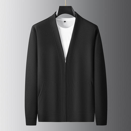 【新款DSL】大依优型大码男士开衫深V长袖卫衣男加肥加大运动外套针织衫外套 商品图5