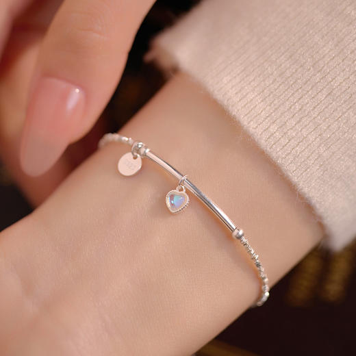 【月光挚爱】S925银月光石爱心手链【BF-BRS3086】 商品图1