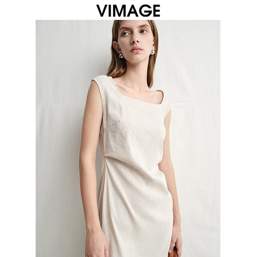 VIMAGE纬漫纪修身显瘦收腰a字小众设计无袖连衣裙2025夏新款V2307906 商品图2