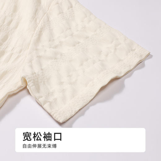 都市丽人女士梭织棉短袖套装薄梭织皱布提条生活家居短袖类LHH1E3 商品图5