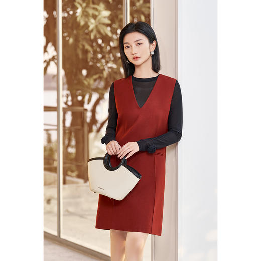 剩S/M/L/XL 米思阳2026春季新款韩版羊毛混纺连衣裙气质减龄无袖V领背心裙女 商品图2