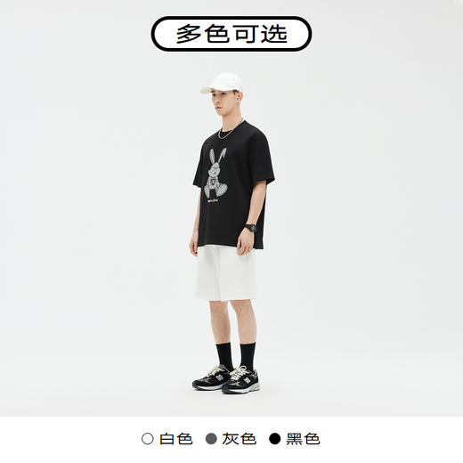 GXG男装 多色圆领短袖T恤兔子老花图案 夏季热卖T恤 商品图3