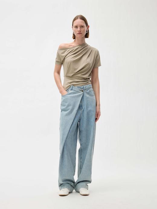 休闲扭褶单肩T恤 商品图0