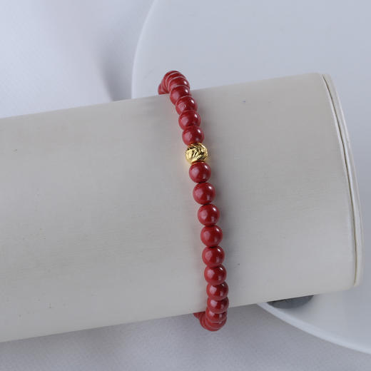 【宏艺珠宝】金砂瑞彩·足金朱砂手串 商品图2