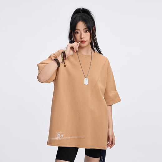 ONIARAI/鬼洗 抽象奥里尼亚克人版画疤痕褶宽松T恤 A840011 商品图5