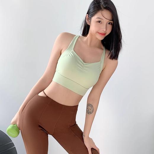 【限时秒】YOGACODE【火树银花系列】运动背心女带胸垫前胸抽褶聚拢蜜桃胸美背DWB115019 商品图1