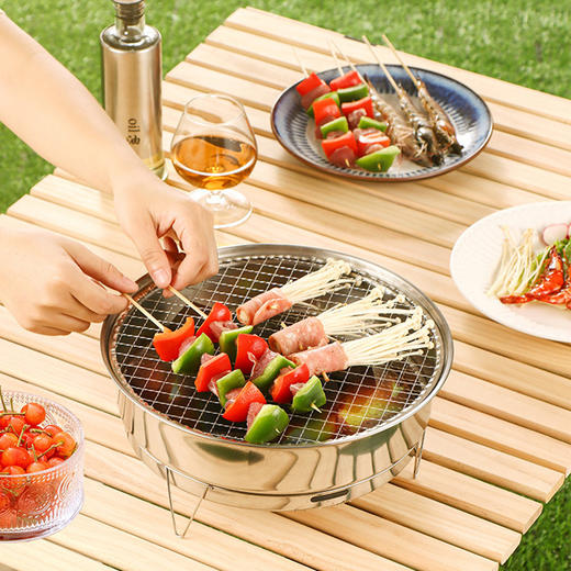Higoo·嗨购 户外烧烤不锈钢围炉12件套 煎烤一体 室内室外均可用 商品图0