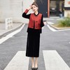 新中式国风连衣裙套装，盘扣提花马甲丝绒长裙两件套HR-ASLZ9657 商品缩略图1