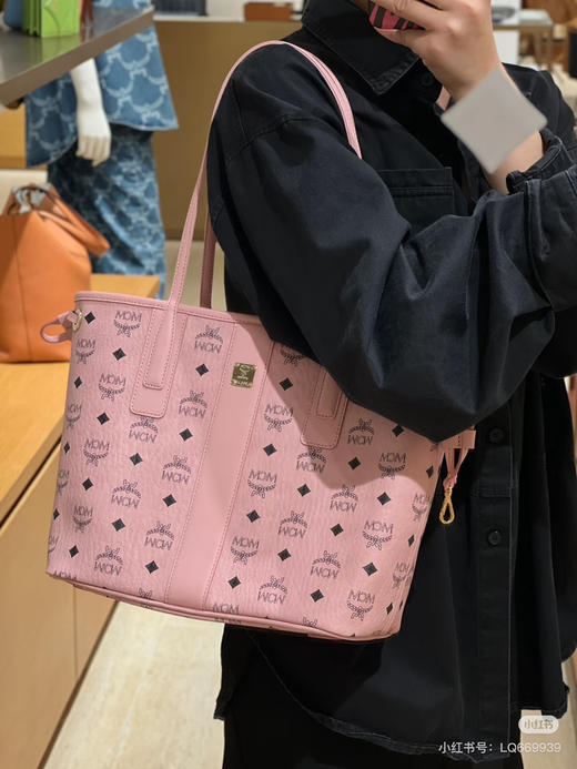 𝐌𝐂𝐌 桃花粉 小号双面购物袋子母包 商品图1