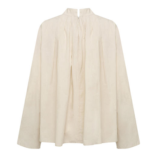 【2件9折】【Petit Bari】(多色)简约小立领褶皱长袖衬衫女士设计感时尚衬衫 商品图4