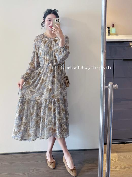 波光粼粼的海 优美漂亮的水彩笔触图案飘逸连衣裙 水彩蓝调 商品图4