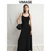 VIMAGE纬漫纪时尚露背基础款简约宽吊带黑色礼服连衣裙2025春季新款V2377905 商品缩略图1