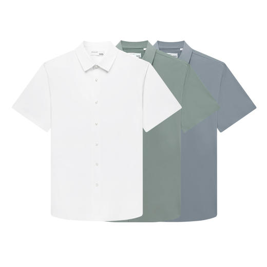 GXG男装  多色简约大气百搭免烫短袖衬衫  夏季热卖衬衫 商品图4