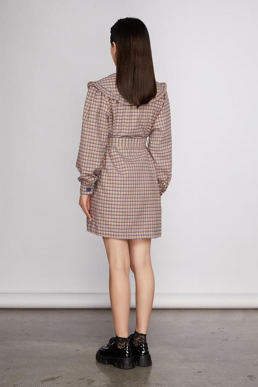 ANSUABEL 时尚粉蓝格纹翻领连衣裙 11485 商品图2