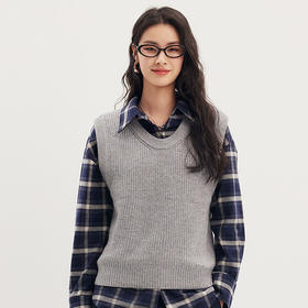 棉仓346699004-vip初棉方圆领羊毛混纺薄款马甲