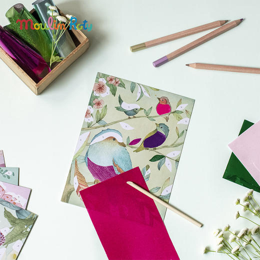 Moulin Roty 艺术刮画 绘画艺术 适合年龄6岁+ 花朵女孩系列 法国玩具 710605 商品图1