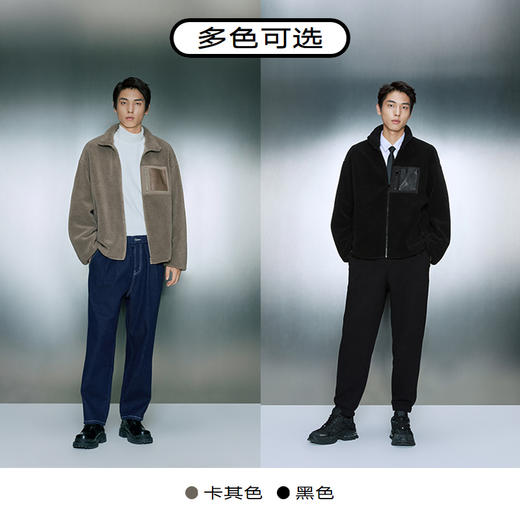 GXG男装 仿羊羔毛拼接口袋保暖立领夹克外套   冬季热卖 商品图3