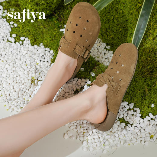 Safiya/索菲娅2025索菲娅咖啡庄园复古软底休闲外穿勃肯洞洞鞋SFD1110406 商品图5